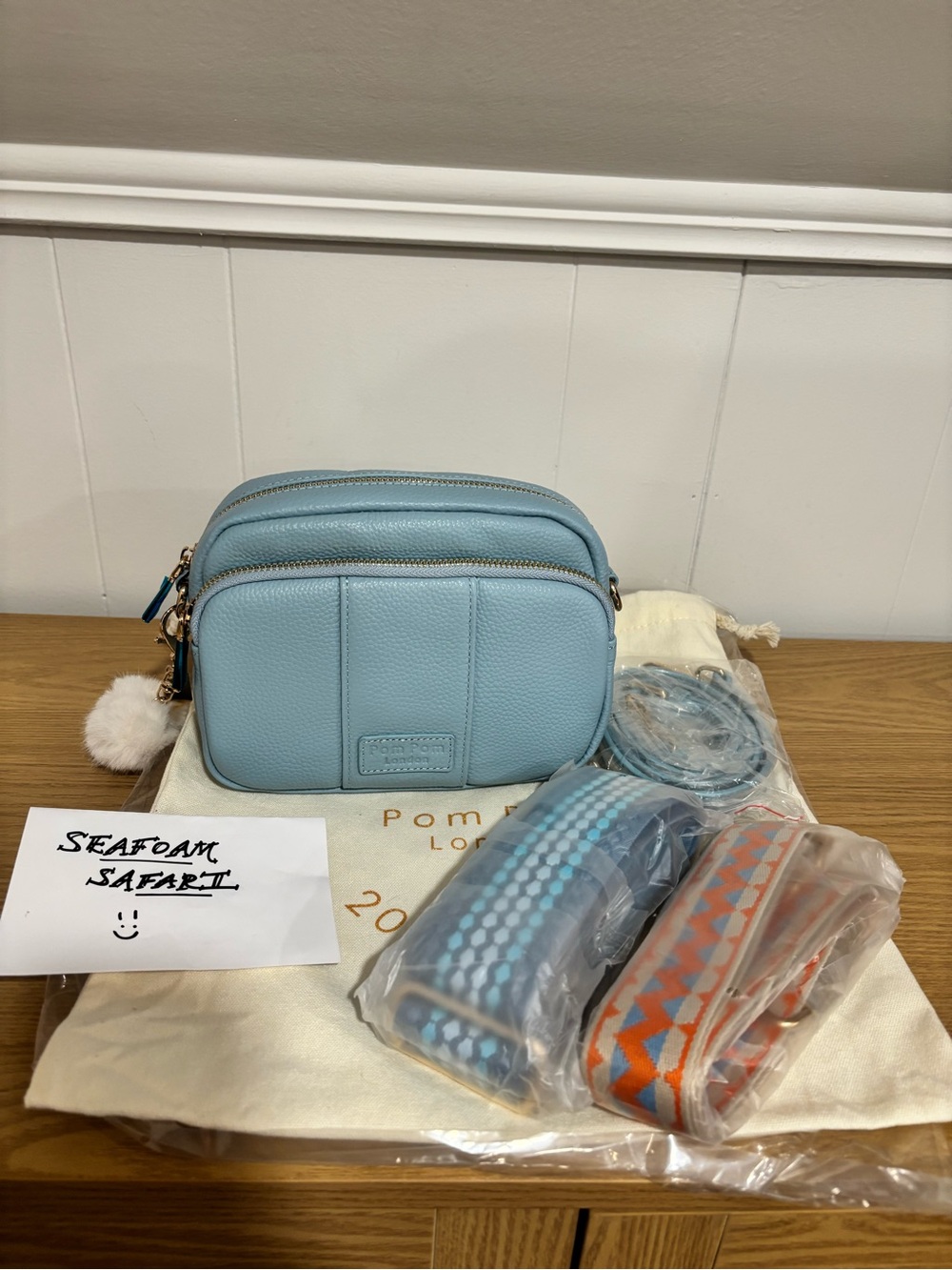 NWT Pom Pom London Carolina Blue Original Bag Bundle